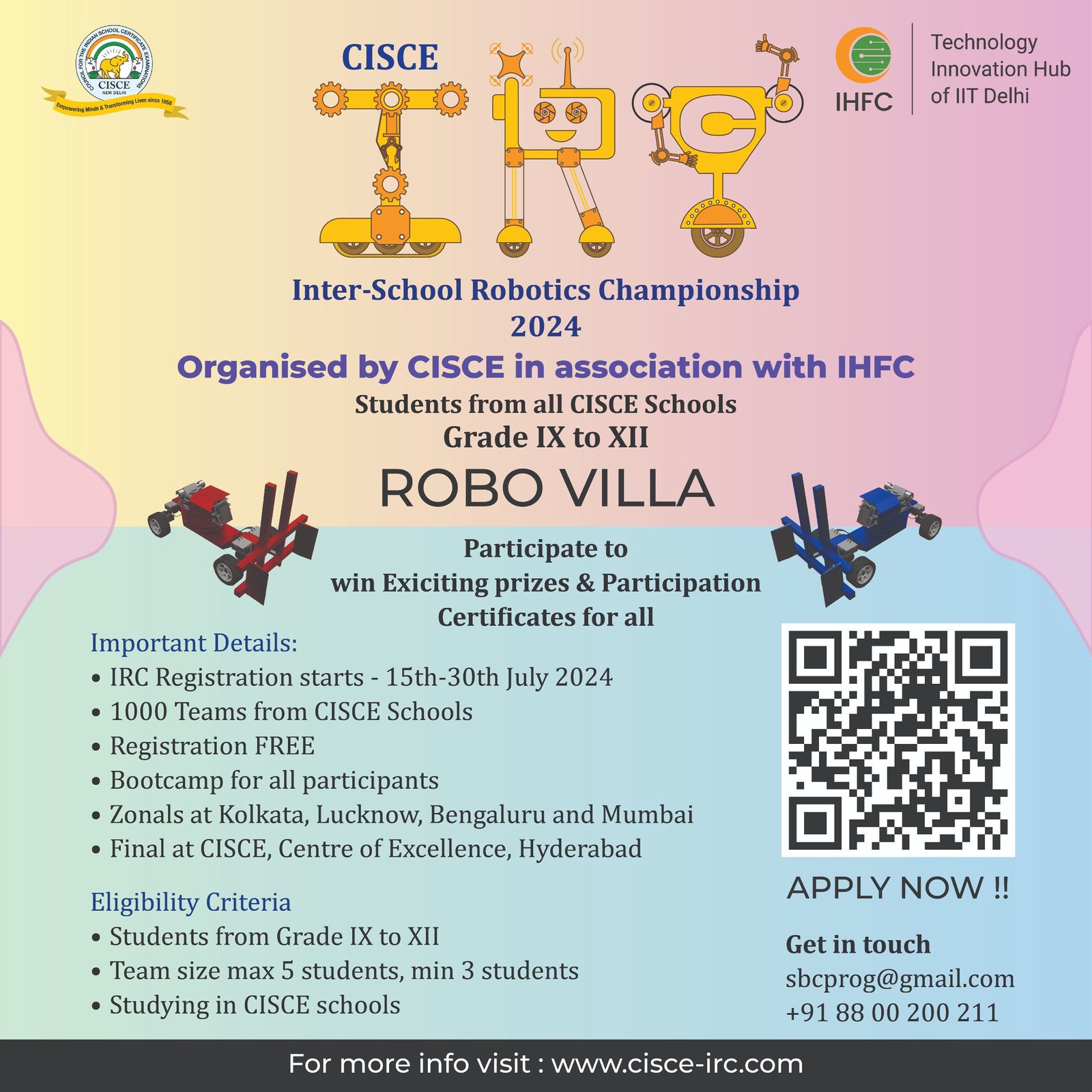 #IHFC #CISCE #students #IRC #InterSchoolRoboticsChampionship #register #robot #cobotics #teams #Bootcamp #participants #Zonals